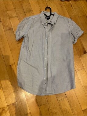 Short Sleeve Striped Button-Up Shirt